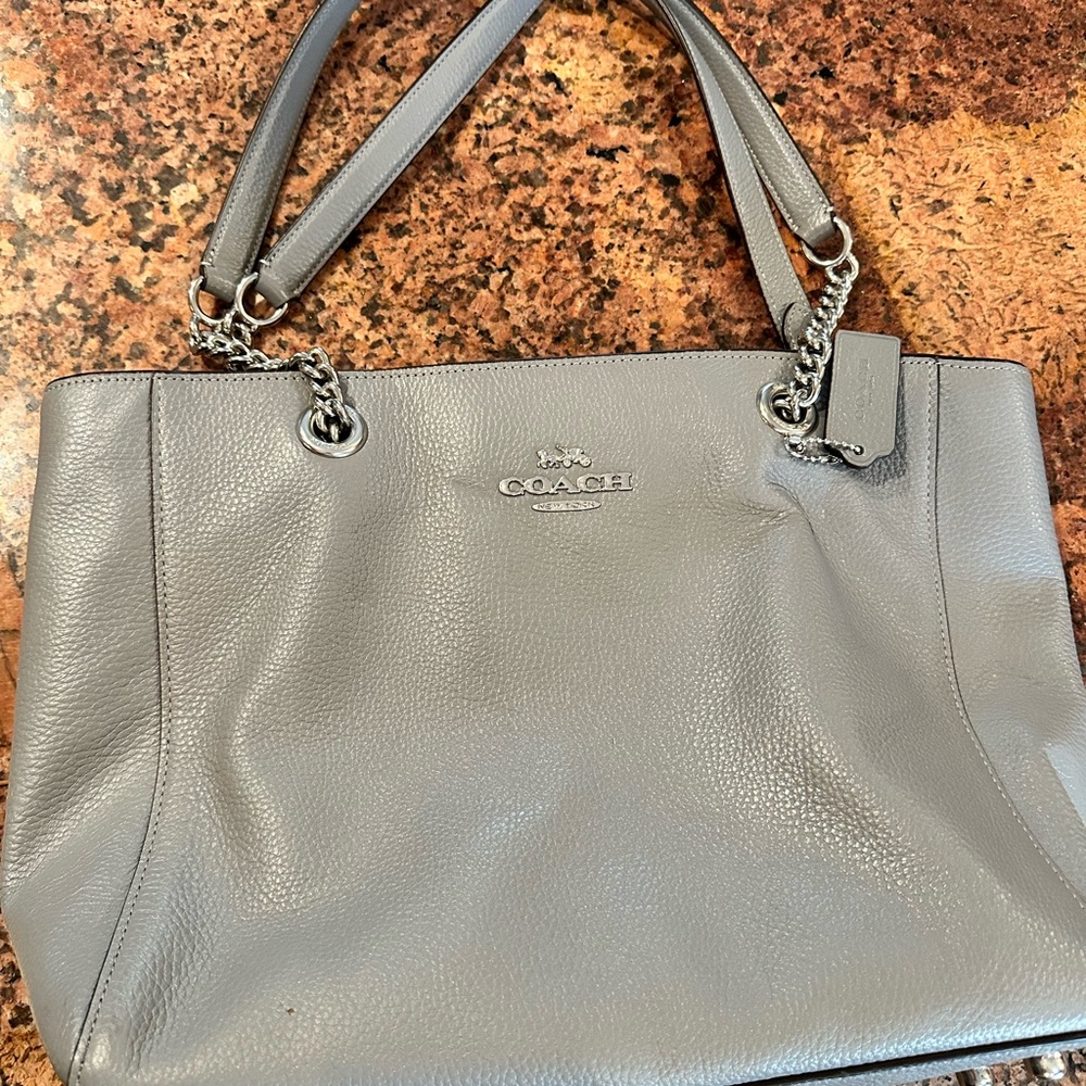 Coach Gray Leather Tote Bag